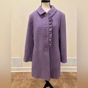 Talbots Albury Wool Ruffle Coat, Purple Women’s Size 12